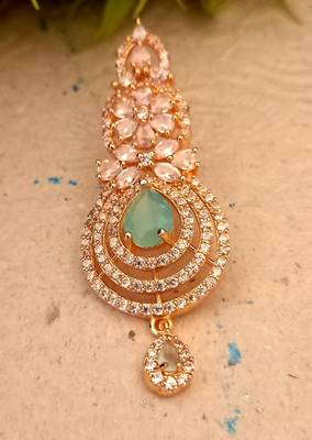 GreenIndian Jewellery American Diamond Rose Polish Long Hangging Dangler Earrings for Women Wedding 3