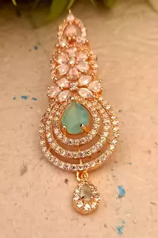 GreenIndian Jewellery American Diamond Rose Polish Long Hangging Dangler Earrings for Women Wedding