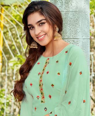 Salwar Kameez Georgette Based Light Green 3