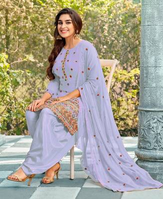 Salwar Kameez Georgette Based Light Purple 2