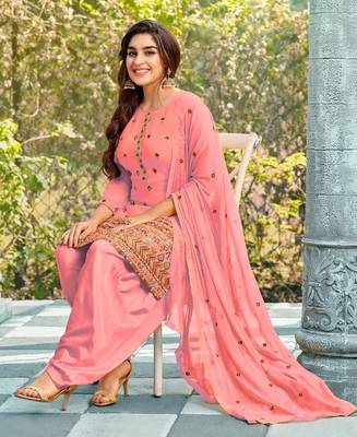 Salwar Kameez Georgette Based Pink 2