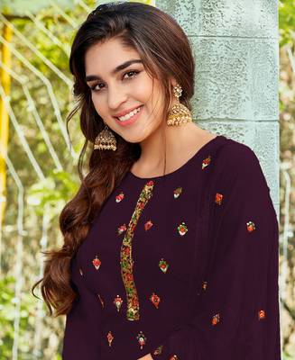 Salwar Kameez Georgette Based Purple 3