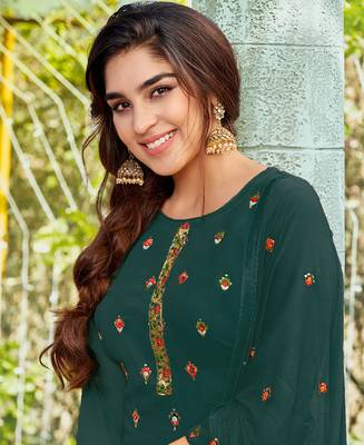 Salwar Kameez Georgette Based Battel Green 3