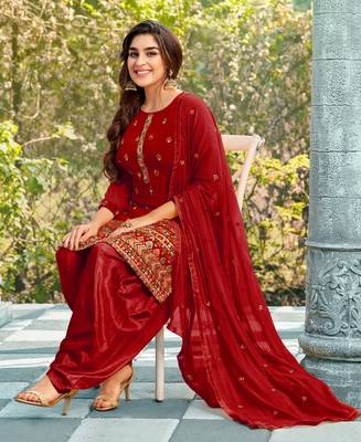 Salwar Kameez Georgette Based Red 2