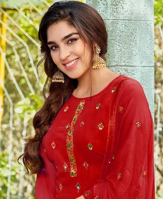 Salwar Kameez Georgette Based Red 3