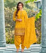 Salwar Kameez Georgette Based Yellow