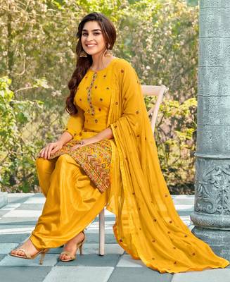 Salwar Kameez Georgette Based Yellow 2