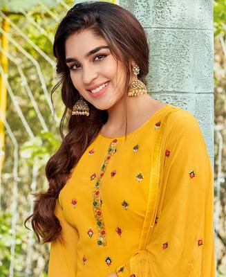 Salwar Kameez Georgette Based Yellow 3