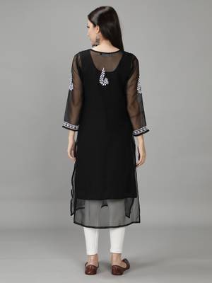 Black embroidered georgette chikankari-kurtis 2