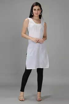 White embroidered georgette chikankari-kurtis