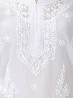 White embroidered georgette chikankari-kurtis 4