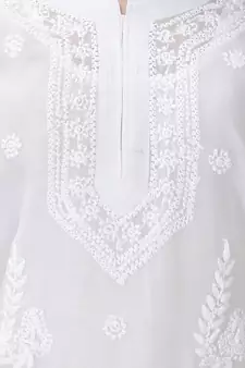 White embroidered georgette chikankari-kurtis