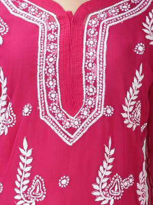 Magenta embroidered georgette chikankari-kurtis 4