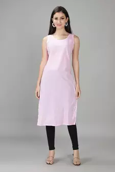 HAND EMBROIDERED PINK GEORGETTE LUCKNOWI CHIKANKARI KURTI FOR WOMEN WITH SLIP