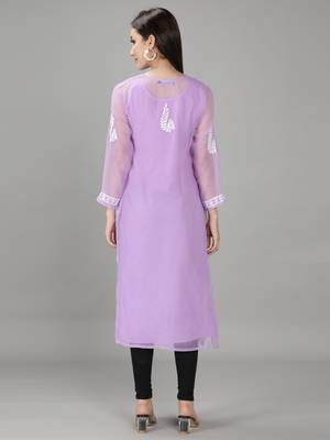 Mauve embroidered georgette chikankari-kurtis 2