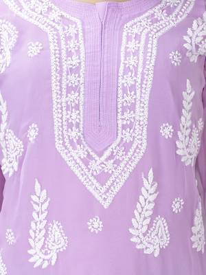 Mauve embroidered georgette chikankari-kurtis 4