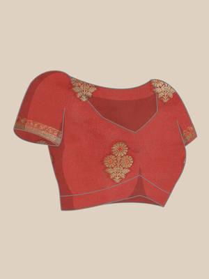 Grey woven banarasi silk saree with blouse 5