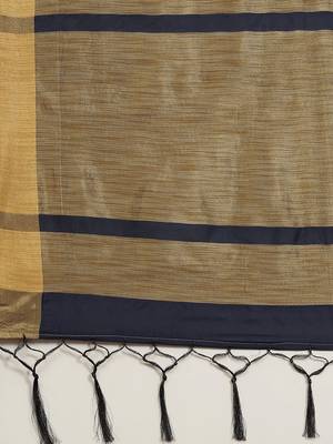 Navy blue woven cotton silk saree with blouse 4