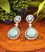 Indian Jewellery American Diamond Rose Polish Long Hangging Dangler Earrings for Women Wedding