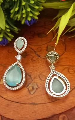 Indian Jewellery American Diamond Rose Polish Long Hangging Dangler Earrings for Women Wedding 3