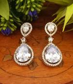 Indian Jewellery American Diamond Rose Polish Long Hangging Dangler Earrings for Women Wedding