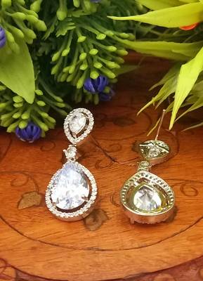 Indian Jewellery American Diamond Rose Polish Long Hangging Dangler Earrings for Women Wedding 3