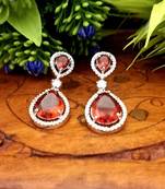 Indian Jewellery American Diamond Rose Polish Long Hangging Dangler Earrings for Women Wedding