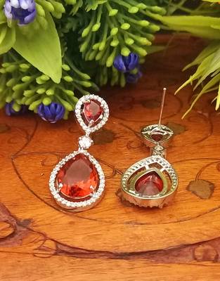 Indian Jewellery American Diamond Rose Polish Long Hangging Dangler Earrings for Women Wedding 3