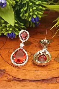 Indian Jewellery American Diamond Rose Polish Long Hangging Dangler Earrings for Women Wedding