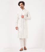 White Mirror Embroidered Kurta