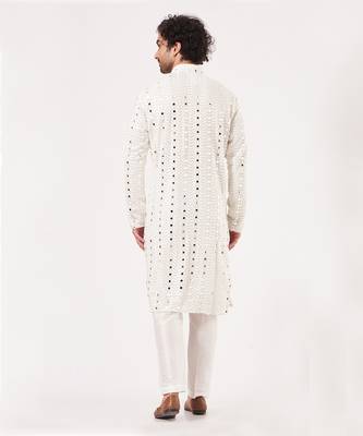 White Mirror Embroidered Kurta 2