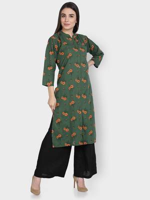 Green printed cotton ethnic-kurtis 1