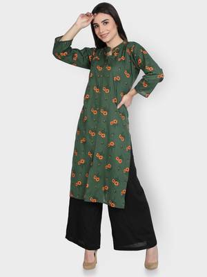 Green printed cotton ethnic-kurtis 3