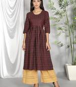 Wine woven cotton ethnic-kurtis