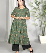 Green printed cotton ethnic-kurtis