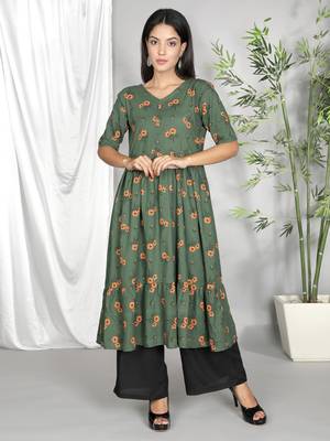 Green printed cotton ethnic-kurtis 2