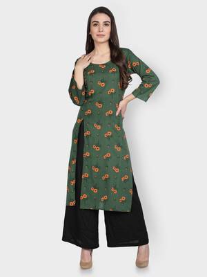 Green printed cotton ethnic-kurtis 1