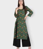 Green printed cotton ethnic-kurtis