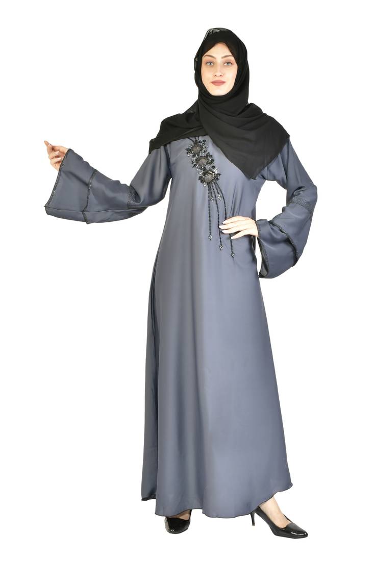 Khadija Fashion,Women And Girls Self Designed Abaya,Burqa With Georgette Scarf, Finest Hand Worked On Chest.