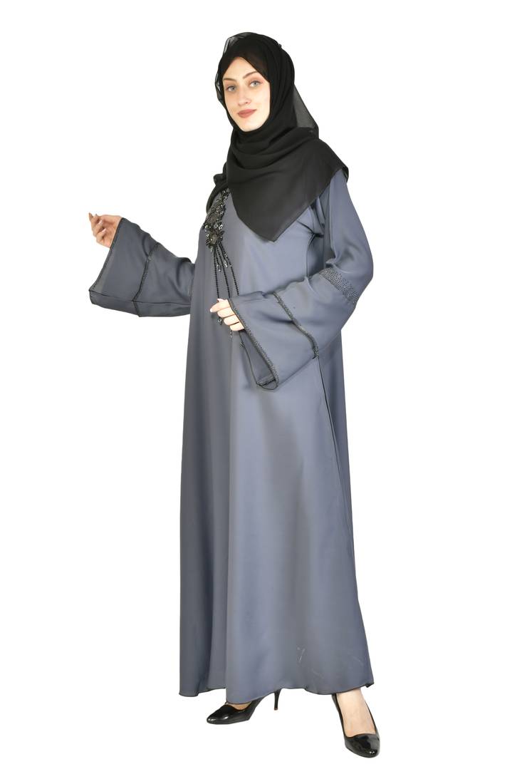 Khadija Fashion,Women And Girls Self Designed Abaya,Burqa With Georgette Scarf, Finest Hand Worked On Chest.