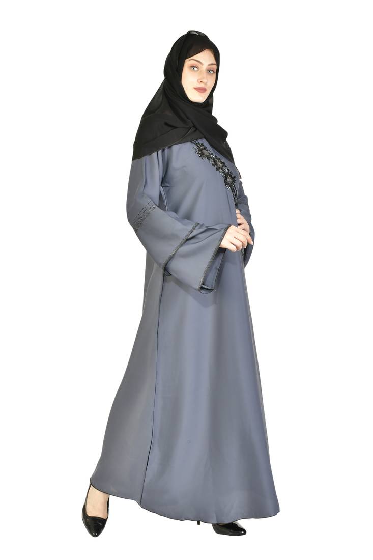 Khadija Fashion,Women And Girls Self Designed Abaya,Burqa With Georgette Scarf, Finest Hand Worked On Chest.
