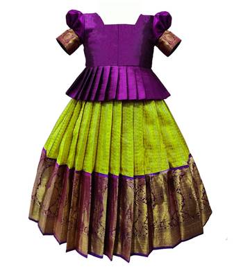 White Button New south Indian traditional Wine pattu pavadai Jecquard Lehenga choli for girls dress 2