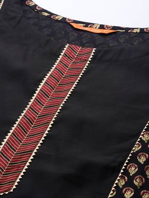 Indo Era Black Foil Floral Printed Kurta Palazzo with Dupatta Sets 5