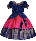 Navy Blue Baby Girls Lehenga Choli Ethnic Wear Woven Lehenga Choli