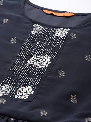 Indo Era Grey Printed A-line Kurta With Sharara Set 5