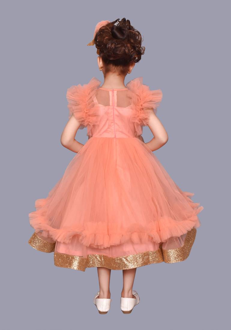 Peach Glitter work Gown