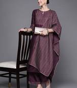 Indo Era Wine Solid Straight Kurta Palazzo With Dupatta Set