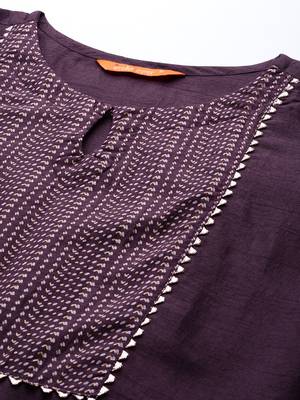 Indo Era Wine Solid Straight Kurta Palazzo With Dupatta Set 5