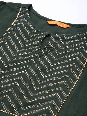 Indo Era Green Solid Straight Kurta Palazzo With Dupatta Set 5