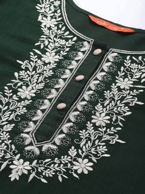 Indo Era Green Embroidered Straight Kurta Palazzo With Dupatta Set 5